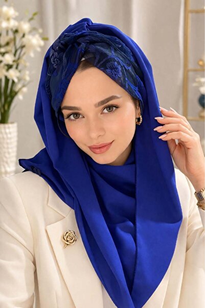 Aişe tesettür شال أزرق ملتوي جاهز من ساكس