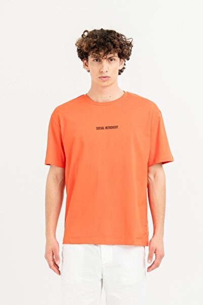 GMG FIRENZE Ανδρικό μπλουζάκι με λαιμόκοψη με τύπωμα 100% βαμβάκι oversized