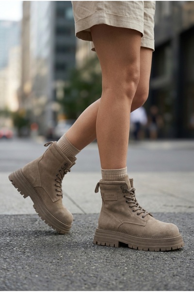 Lufian Γνήσιο Δέρμα Σουέτ Γυναικείες Μπότες LUF-EMBER DEVE TÜYÜ Σουέτ