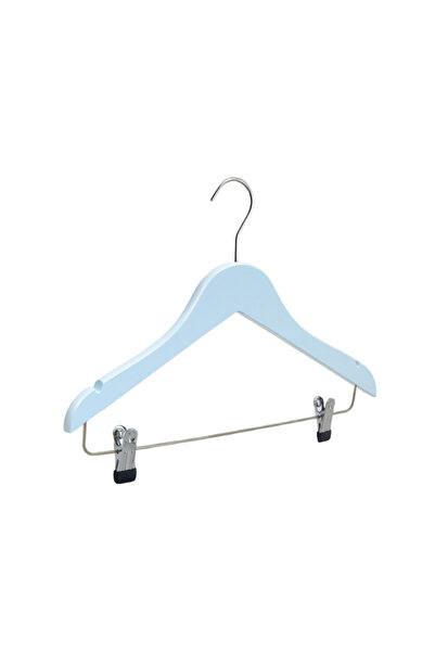 NYN Ξύλινη Παιδική Κρεμάστρα 3-7 ετών 30 εκ. με Μάνταλο Μπλε Χρώμα 12 Τεμάχια