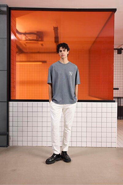 GMG FIRENZE Ανδρικό μπλουζάκι με λαιμόκοψη και εκτύπωση με έγχυση στο πίσω μέ...