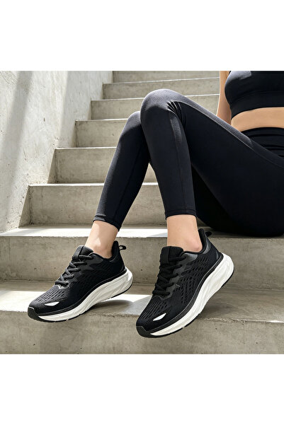 Tmall Pantofi sport de dama, 0144, usori, din material textil, Negru cu Alb