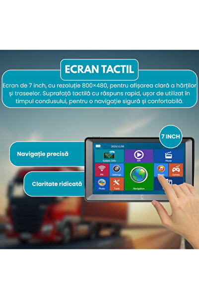 FAMIFY Sistem de navigație GPS portabil de 7 inch, 8 GB, 256 MB RAM, 1200 mAh, Hărți ale Europei + Actualizări gratuite, Negru