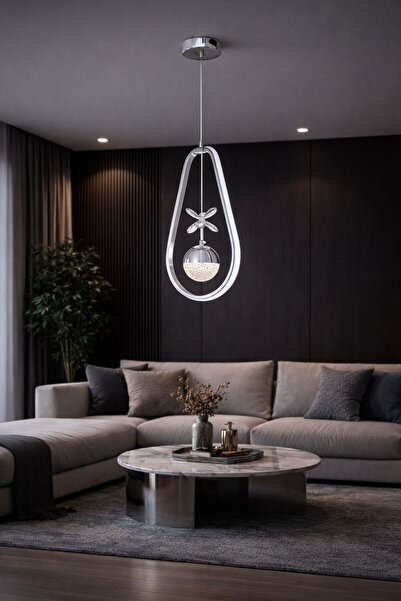 Harnelli 3 Renk Yanabilen Şeker Camlı Modern Ledli Avize