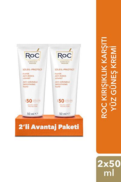 Roc Kırışıklık Karşıtı Yüz Güneş Kremi SPF50 2x50 ml