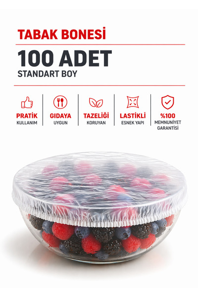naft 100 Adet Ayıcıklı Lastikli Pratik Tazeliği Koruyan Tencere ve Tabak Bone...