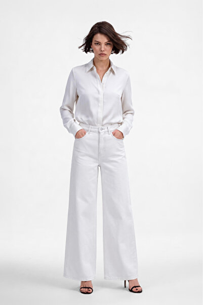 BANNY JEANS Γυναικείο λευκό φαρδύ τζιν παντελόνι