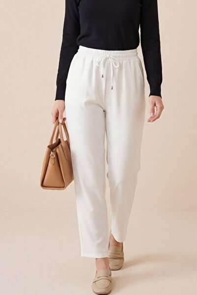Modamorfo Waist Lace-Up Skinny Trousers -White