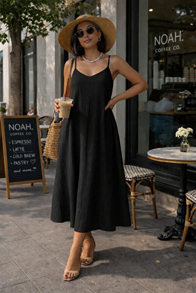 İLKCET MODA Casual γυναικείο φόρεμα με εσωτερική γραμμή και ρυθμιζόμενο λουράκι