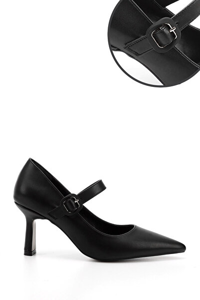 GÖNDERİ(R) Γυναικεία παπούτσια Mary Jane με μαύρο μυτερό τακούνι