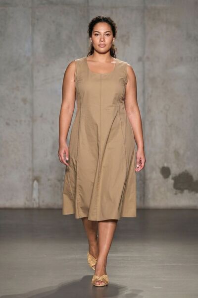 LUOKK ORIA Gabardin Midi Elbise Camel