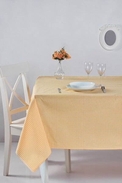 JUNG Κίτρινο Gingham Τραπεζομάντιλο 170x170 cm Pitikareli Επιτραπέζιο Πανί Πι...