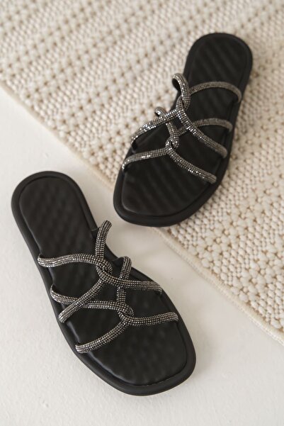 Zerenyus Γυναικείες πέτρινες παντόφλες Loren Premium Μαύρες