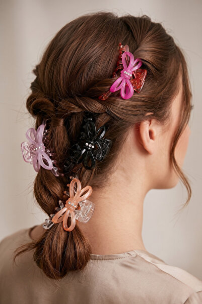 PETEK AKSESUAR 4 πολύχρωμες αγκράφες με φιόγκο