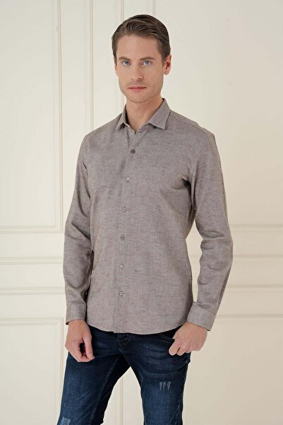 Efor Men's Slim Fit Textured 100% Cotton Soil Shirt g 1584