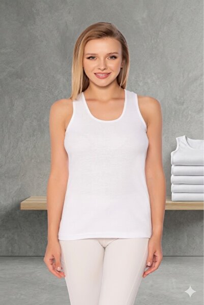 MODA YILDIZ Γυναικείο εσώρουχο White Wide Strap Rib - Πακέτο 6