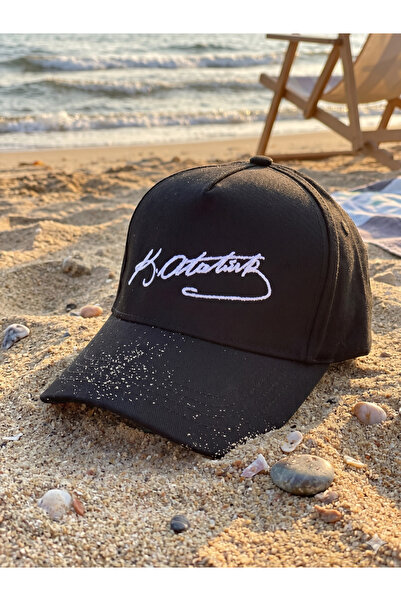 Kardelen Butik Denizli Eck Tekstil Unisex Μαύρο καπέλο Ατατούρκ κεντημένο