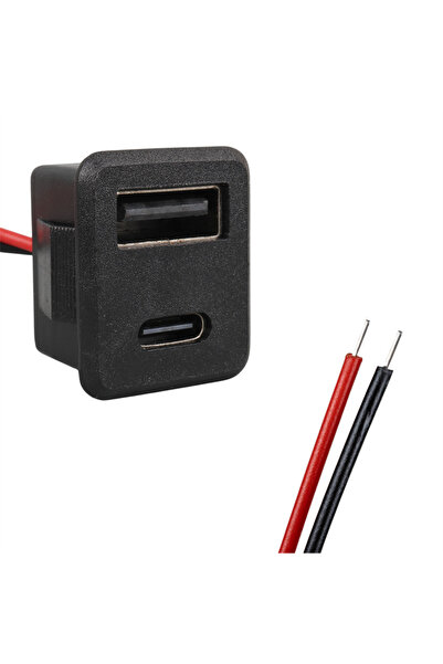 Genel Markalar IC-266T-4 Pano Tip Kare Type-C + USB Şarj Soketi Bağlantı Modülü