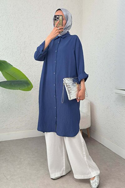 Salih Çelebi Ριγέ Μακρύ Τουνίκ Τζιν 613129 - ΣΚΟΥΡΟ ΜΠΛΕ