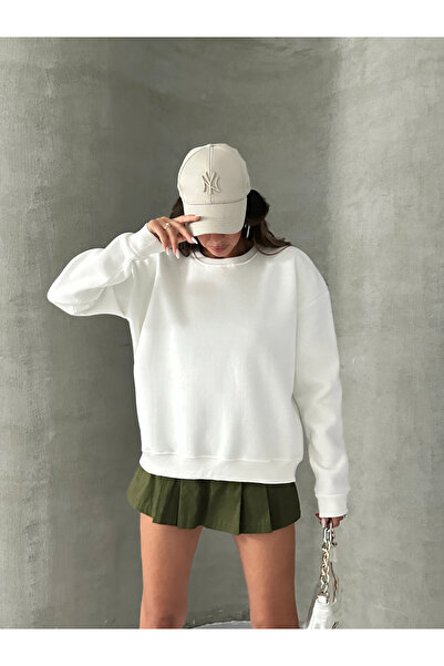 mydukkan.co Plain Basic Sweatshirt - White