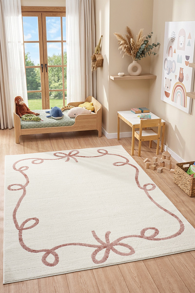 venucci home & living Quincey Bukleli Yumuşak Peluş Post Pembe Çocuk Odası Ha...