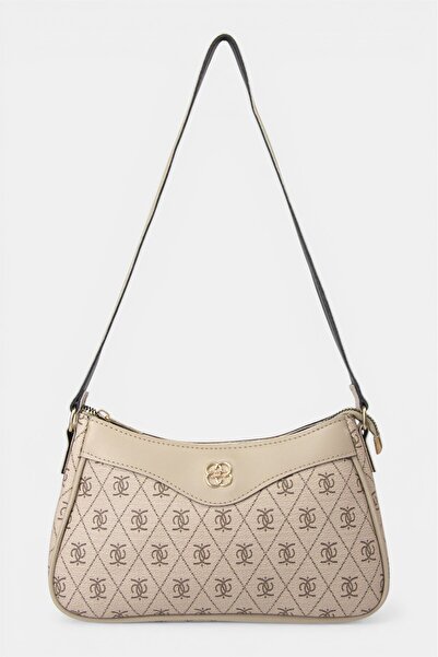 Beige - Women's Shoulder Bag with Zipper Closure - RVN0019
