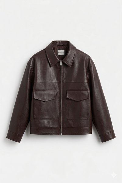KOCCİ BUTİK New season oversize old money style high quality men's leather jacket coat