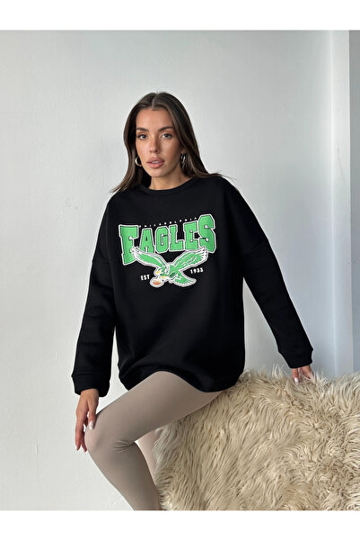 mydukkan.co Eagles Three Thread Oversize Sweat Black - Black