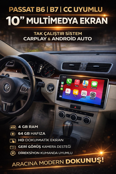 Grade Power 4GB RAM 64 HAFIZA VOLKSWAGEN PASSAT B6-B7-CC KABLOSUZ CARPLAY-AND...