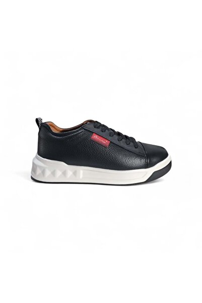 MARCOMEN Men's Leather Casual Daily Shoes 15810 - Black - 42
