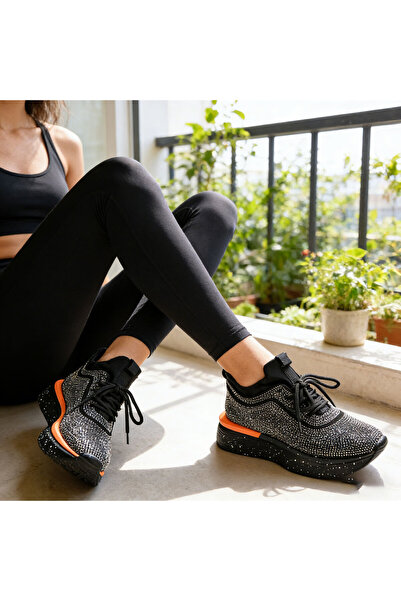 Tmall Pantofi sport pentru femei, din material textil cu pietre, D1365, gri