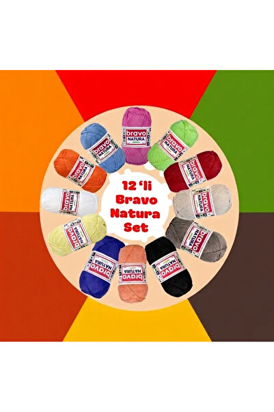 Bravo Natura 12 Τεμάχια 100 γραμμάρια Νήματα 12 x 200 μέτρα 100% βαμβακερό νήμα