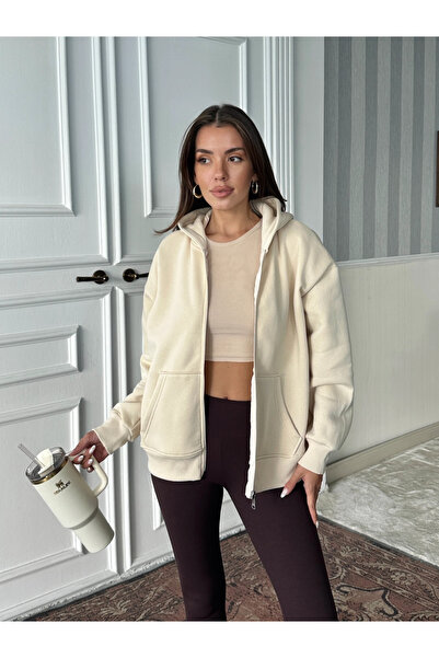 mydukkan.co Zippered Pocket Sweatshirt - Stone