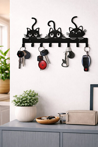 VENON ΜΕΤΑΛΛΙΚΟ Μαύρο UTANGAÇ 3 KEDİ Διακοσμητικός κρεμαστήρας με γράμματα Ορ...