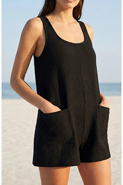 R ROCKBLACK Women's Black Mini Pocket Jumpsuit Beach Dress – Stylish, Comfort...