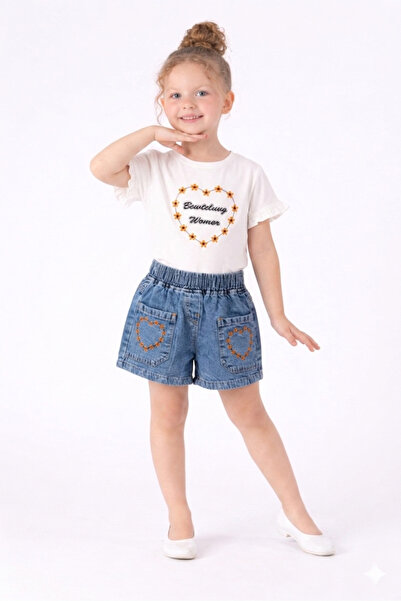 İncilay Σετ μπλουζάκι και τζιν σορτς για κορίτσια – Καλοκαιρινό σετ 2 τεμαχίω...