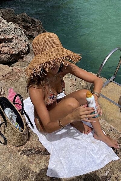 keisy Χειροποίητο πλεκτό ψάθινο καπέλο bucket premium (καμηλό)