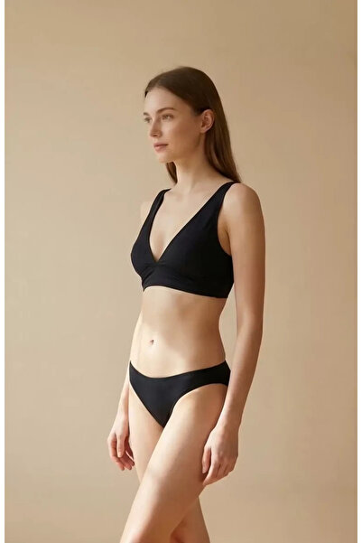 R ROCKBLACK Γυναικείο Σετ Σουτιέν και Σλιπ σε Μαύρο Χρώμα με Λαιμόκοψη V χωρί...