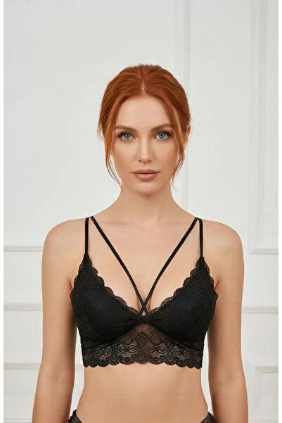 R ROCKBLACK Kadın Siyah Dantel Büstiyer – Modern ve Şık Tasarım