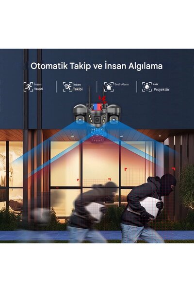 O-KAM OKAM-5011 3 LENSLİ WİFİ GÜVENLİK KAMERASI Adaptör Hediyeli