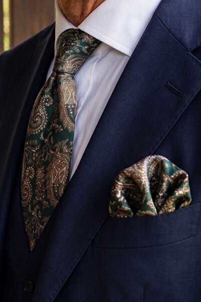 Kravatkolik Κλασική γραβάτα με μοτίβο πράσινου σάλι KK13120