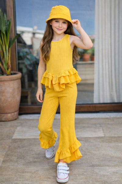 leora kids store Kız çocuk bayramlık 3 parça set(şapka dahil)
