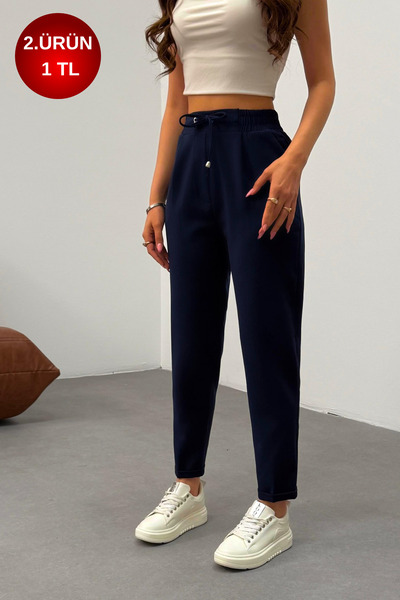 BİKELİFE Γυναικείο υφασμάτινο παντελόνι με ψηλόμεσο μήκος μέχρι τον αστράγαλο