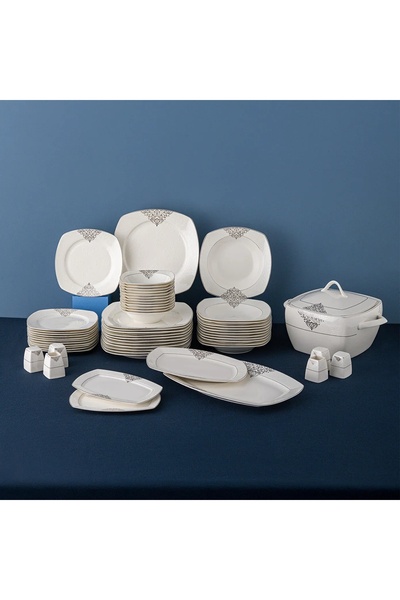 Emsan New Yasemin Porselen 60 Parça 12 Kişilik Yarım Kare Yemek Takımı Platin