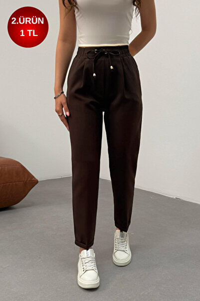 BİKELİFE Γυναικείο υφασμάτινο παντελόνι με ψηλόμεσο μήκος μέχρι τον αστράγαλο