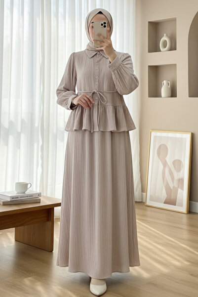 Modamorfo Σετ φούστας με βολάν, κουμπιά και κορδόνια στη μέση - βιζόν