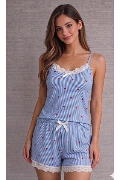 allure underwear Blue Striped Shorts Suit