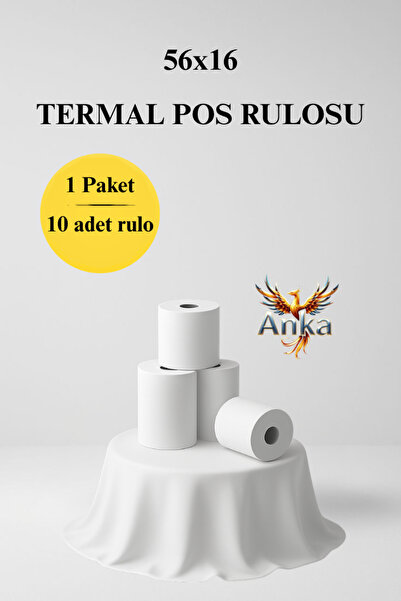 Anka 56x16 Termal Pos Kağıdı Rulosu & Yazarkasa Rulosu 10'lu Paket