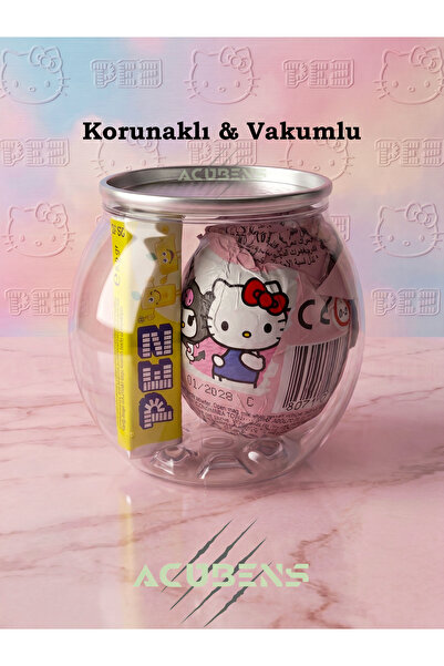 Acubens Pez Şekerli & Hello Kitty Glutensiz Çikolatalı Sürpriz Yumurta (1 Adet)