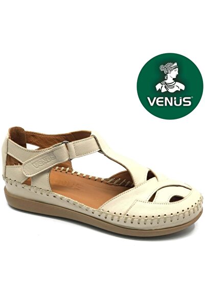 Venüs صندل نسائي من الجلد الطبيعي مريح لتقويم العظام من Omelo باللون البيج